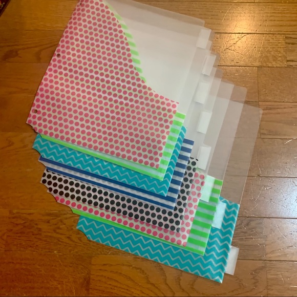 Pocketed Multi-Colored Tabbed Dividers 8pc NEW - Picture 2 of 4